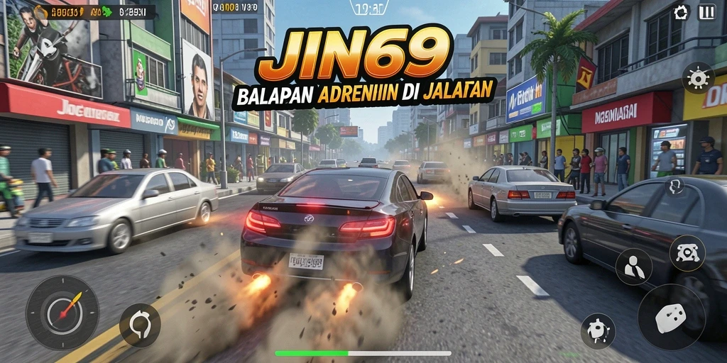 Tangkapan layar gameplay balapan cepat dan mendebarkan di JIN69.