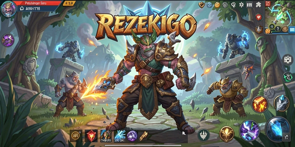 Gameplay seru di dunia <strong>REZEKIGO</strong> dengan pertarungan mendebarkan.