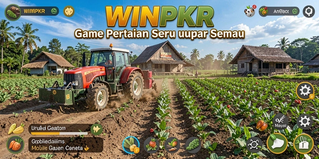 Screenshot gameplay <strong>WINPKR</strong> yang menunjukkan petani yang sedang panen.